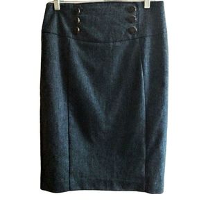 Express DS blue pencil skirt with leopard lining size 8